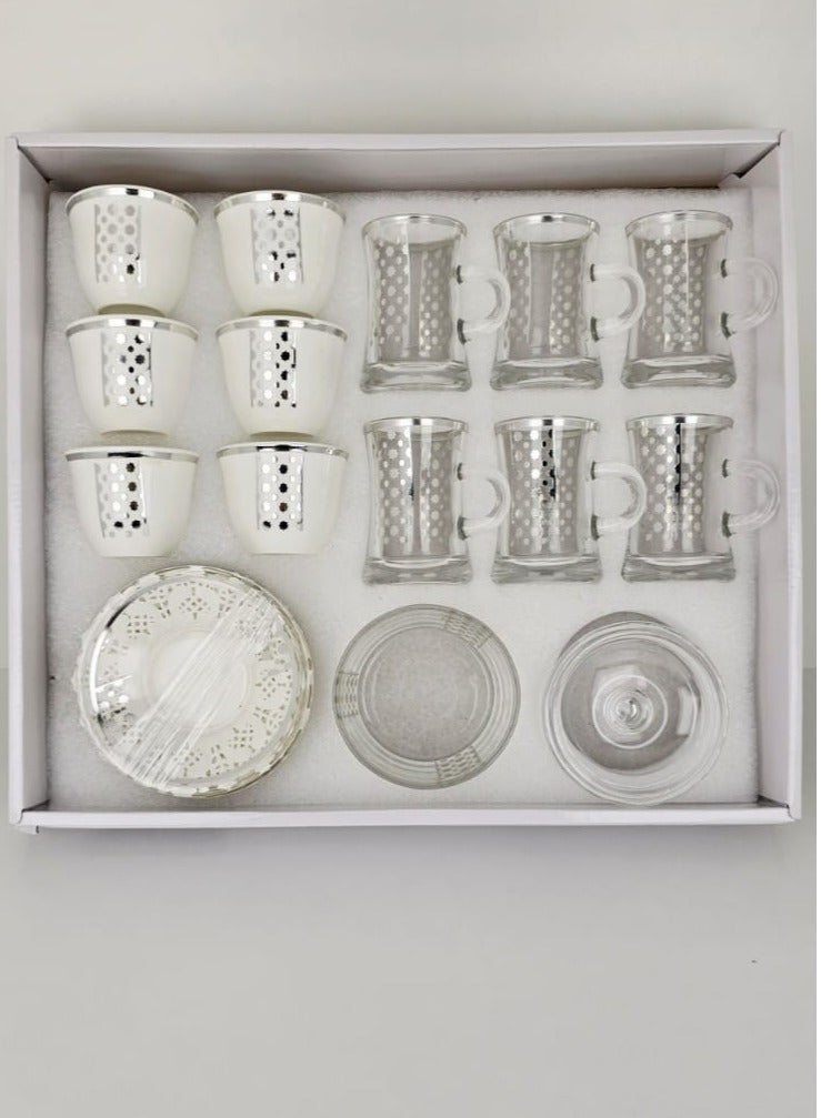 Radin Tea & Coffe Set of 18 Pieces Tea Cups With Soucers Cawa Cups Traditional Arabian Design Cups for Tea Coffee Perfect for Home And Office - Image 1
